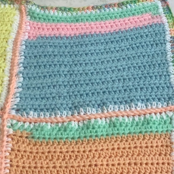 Crocheted Baby Afghan in Pastel Baby Colors. Handmade. - Picture 11 of 11
